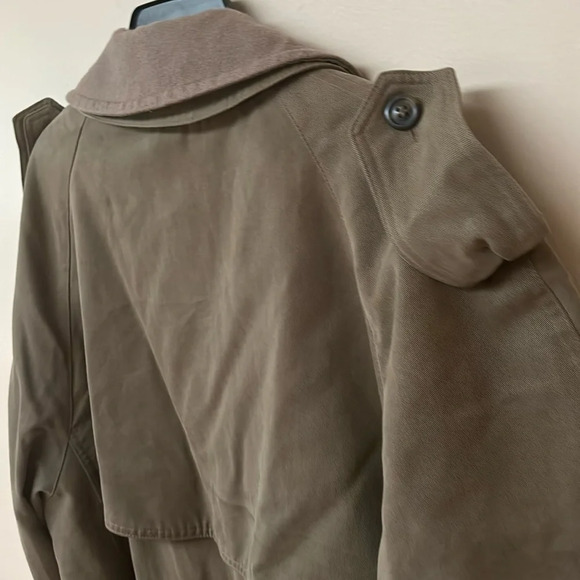 Joseph Abboud Vintage style checkered  Lined Mens Khaki Trench Coat Size XL - Picture 6 of 16